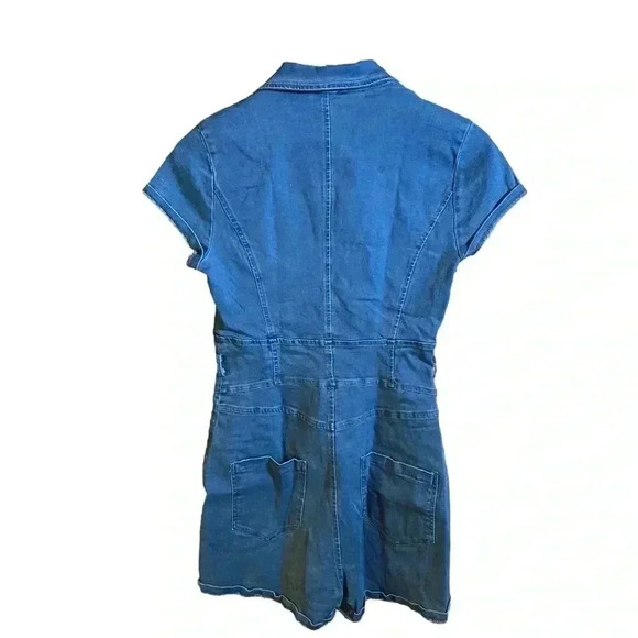 VGT Fashion Nova Women's Denim Zip Up Short Jumpsuit with 2 Front Pockets M - Picture 3 of 16